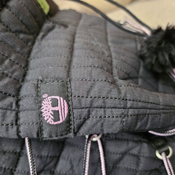 Womens Timberland MukLuk Style Boot Knee High Black Leather Nylon Pink Sole Sz 7 - Picture 6 of 13